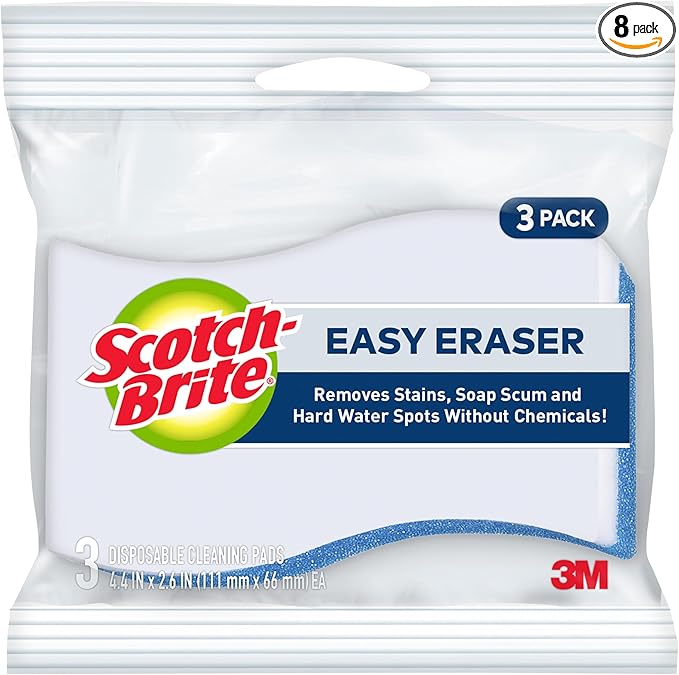 Scotch-Brite Easy Erasing Pad 833, 4.4 in x 2.6 in x 0.9 in, 3 Pack