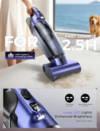 MAGIC JOHN Pet Hair Handheld Vacuum Cordless, 20000PA High Power Car Vacuum with Motorized Brush and LED Light, Rechargeable Hand Held Vacuum Cleaner with Reusable Filter for Car, Home, Office & Pet