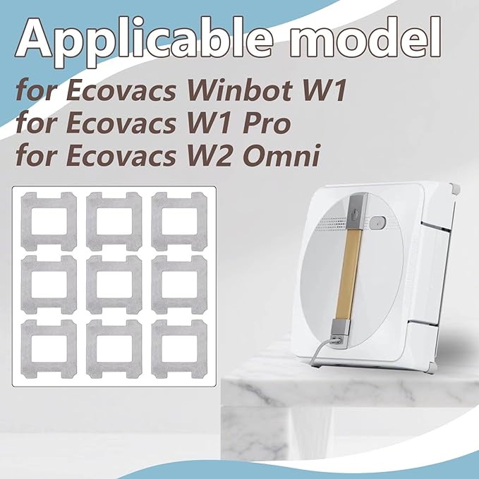 Cleaning Rag for Ecovacs Winbot W2 Omni, W1 Pro, W1 Window Vacuum Cleaner Robot, Washable and Reusable W2 Omni Mop Cloth W1 Mop Pad Accessories 9 Pcs
