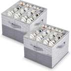 ALCOVA Shoe Organizer for Closet, 2 Pack Shoe Storage Box with Clear Cover, Foldable Shoe Storage Box, Fits up to 16-32 Pairs, Gray