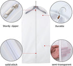 MsKitchen Garment Bags 12 Pack, 24 x 40 Hanging Clothes Storage Bags, Translucent PEVA Garment Covers with Full Zipper for Suits and Dresses