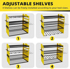 Power Tool Organizer Wall Mount with 4-Drill Holders-400Lbs Load Heavy Duty Metal 4-Layers Garage Storage and Organization Adjustable Battery Tools Rack Utility Racks Gifts for Men