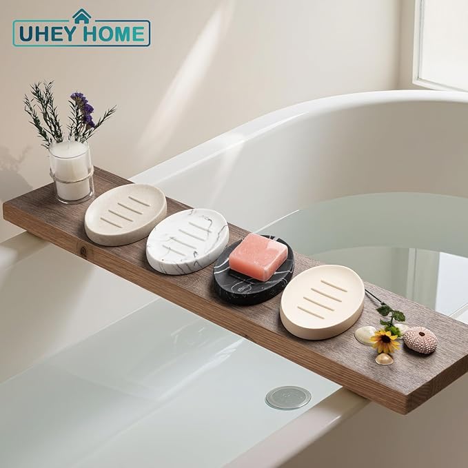 Soap Dish Bathroom Resin Bar Soap Holder for Shower Soap Tray for Kitchen Sink(Cream)