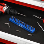 CASOMAN 2PCS 1/4" Hex Bit Organizer with Magnetic Base - Red & Blue, 86 Hole Bit Organizer with Strong Magnetic Base, Magnetic Bit Organizer for Your Specialty