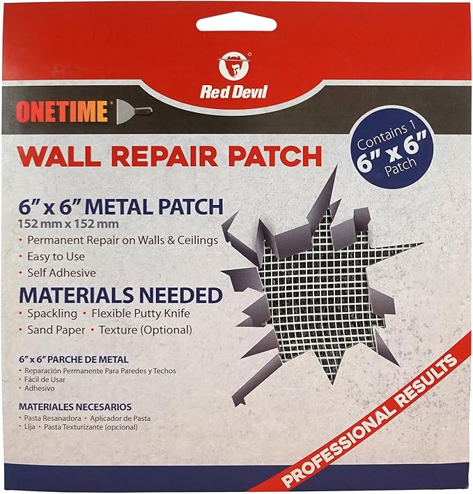 Red Devil 1216 6" x 6" ONETIME Wall Repair Patch, 1 Pack