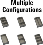 Household Essentials 3 Piece Drawer Organizers Starter Set, Customizable Inserts, Large Tray and 2 Small Trays, Silver