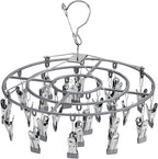 PHYDELU Clothes Drying Rack with 24 Clips， Hanger Sock Underwear Laundry Hangers Hanging Herb Dryer Ropa Socks Clothing Stainless Bras Wet Racks Secar Flower Baby Lingerie Portatil Secador Colgar