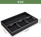 GORESE Faux Leather Valet Tray for Men, Stackable Jewelry Trays Drawer Organizer Tray Nightstand Organizer for Men, EDC Tray for Key, Wallet, Sunglass, Watch, Coin, Phone, Cologne - Black