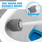 Toilet Plunger and Brush Set, Bowl Brush and Heavy Duty Toilet Plunger with Ventilated Holder, 2-in-1 Toilet Brush and Plunger Combo for 5.3-inch Toilet Drain Bathroom Deeply Cleaning(White & Grey)