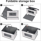 Univivi [4-Pack Fabric Storage Boxes Collapsible Storage Bins with Lids and Handles Cube Organizer Basket for Home, Closet, Bedroom (Gray, 14.4''x10''x8.3'')