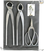 3-Piece Bonsai Tool Set,11inch Concave Cutter,11.5inch Knob Cutter,7.5inch Bonsai Scissors
