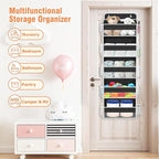 WISELIFE Over The Door Organizer - 5 Shelves Large Capacity Hanging Bedroom Storage Solution with Side Pockets for Dorm Bathroom Pantry Nursery and Baby Essentials Holds up to 40 Lbs (Black)