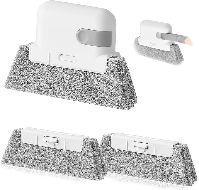 Window Cleaning Brush,Multifucation Groove Cleaning Brush for Household Use, 3 in 1 Window Sliding Door Track Cleaner, Sill, Tile Lines, Shutter, Car Vents, Keyboard, Small Spaces Clean Kit