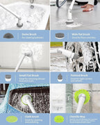 Electric Spin Scrubber - Powerful Cordless Waterproof Cleaning Brush with 6 Replaceable Heads, Rechargeable Multi-Surface Scrubber for Bathroom, Kitchen, Floors, Tiles, and More