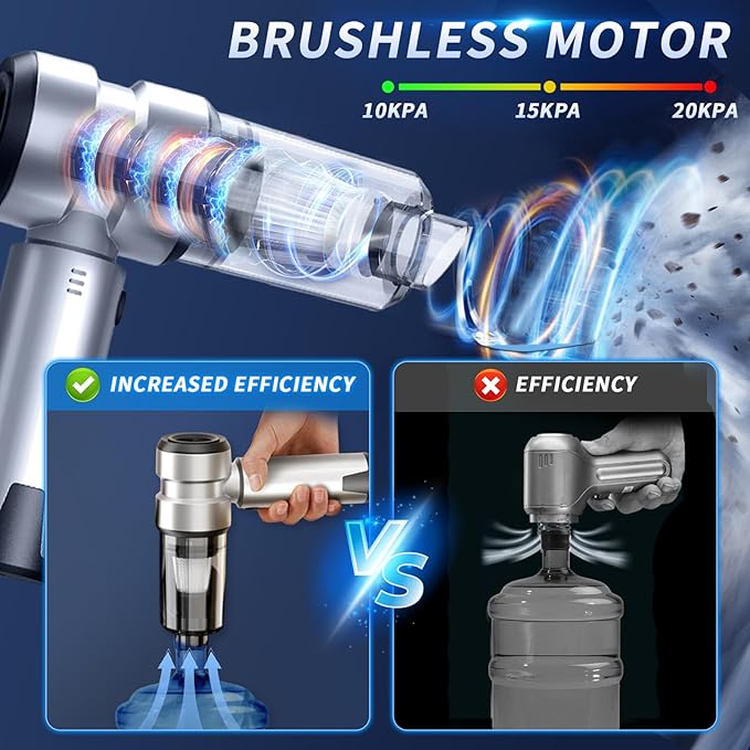 Car Vacuum Portable Cordless, 21000PA High Power Handheld Vacuum Cleaner with Brushless Motor,Mini Hand Held Vacuum Cordless Rechargeable Air Duster/Blower/Pump for Car, Home, Pet, Office