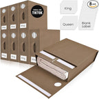 8 Pack Bed Sheet Organizer and Storage, Foldable Storage Bed Sheet Organizer for Linen Closet with Viewing Window & Label for Bedding Sheets & Blankets (Queen & King Size) Taupe