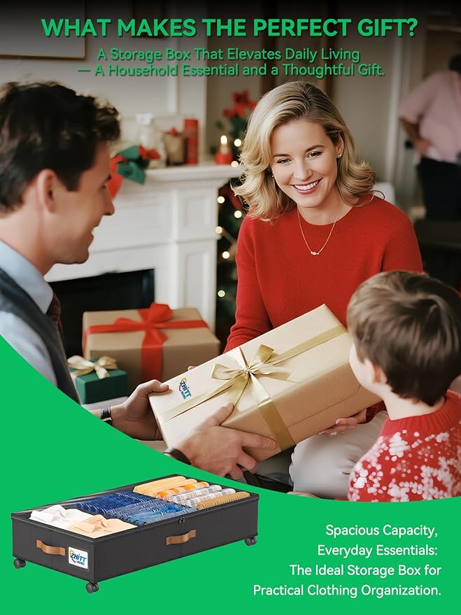 2Pack Under Bed Storage with Wheels, Scalable Under Bed Shoe Storage Containers, Clothes Organizer & Bedroom Furniture Organizers (Basic Style)