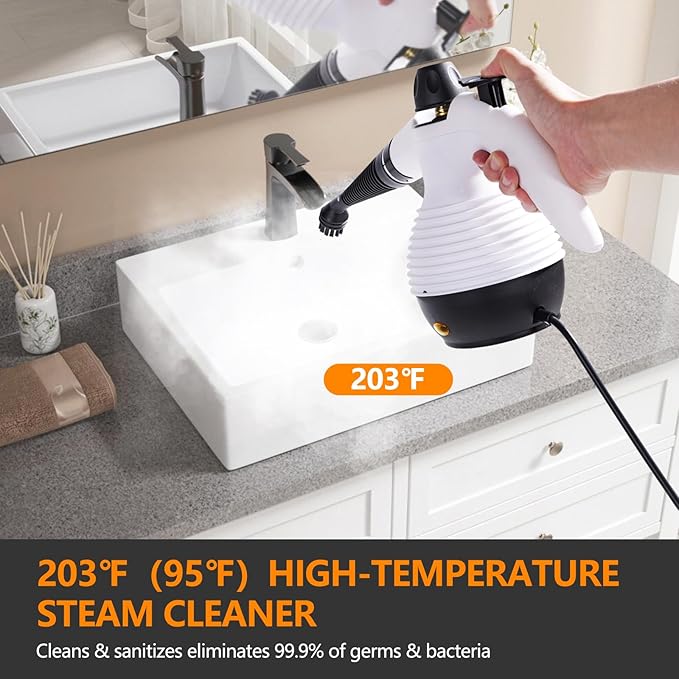 Handheld Steam Cleaner, With 16 Accessories and Safety Lock, Steam Cleaner for Home, Multi-purpose for Cleaning Floors, Dirt, Grease, Grout, Tiles, Floors, Sofas and Car