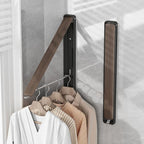 Clothes Drying Rack for Laundry Drying Rack Wall Mounted Clothes Hanger Rack Retractable Laundry Hanger Dryer Rack Space Saving Closet Organizer Aluminium (Walnut)