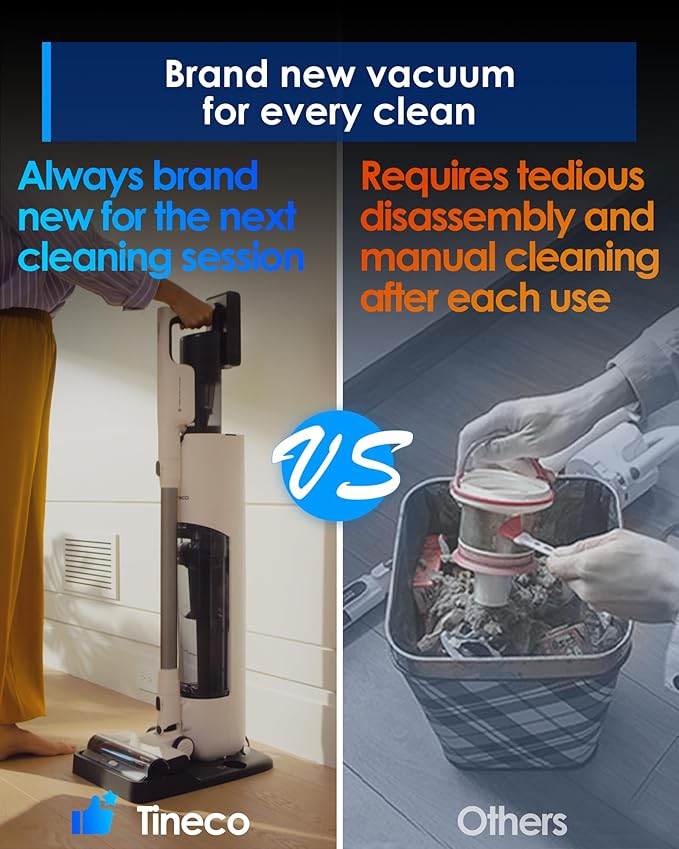 Tineco Pure ONE Station 5 Cordless Smart Vacuum with 2.5L Auto Dust Base, Full-Path Self-Cleaning, 175W Suction, ZeroTangle Tech, iLoop Smart Sensor, Suitbale for Hard Floor & Carpet