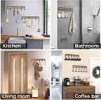 Kitchen Utensil Hanger, Wall Mout Kitchen Utensil Holder Organizer Rack with 6 Hooks, 2 Set Kitchen Wall Hooks for Hanging Cooking Utensils Set, Heavy Duty Wall Shower Hook
