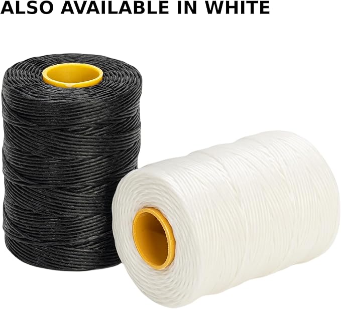 9-Ply Black String Waxed Twine, 660 Feet per Roll Heavy Duty Twine String, Black Cable Tie Down Wax Lacing Cord for Indoor or Outdoor Use,Thick Black Twine Wax String with 160 LBS Tensile Strength (2)