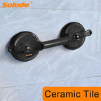 SOLUDE 2 Pack Heavy Duty Vacuum Handle Suction Cups for Lifting Large Glass/Window/Tiles/Mirror/Granite/Floor Gap Fixer/Windshield Removal & Install Tool, Black