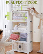 OlarHike 76QT Lockable Storage Bins with Lids - Folding Storage box with Doors and Wheels, Collapsible Plastic Storage Bins for Closets, Stackable Storage Organizer, Storage Containers, 4 Pack Cubes