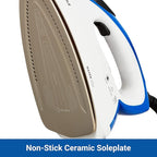 1500W Ironing Station with Ceramic Soleplate, Iron Lock for Easy Carry, 1 Ltr Removable Water Tank and Auto Shut-Off, Digital Display, Continuous Home Steam Iron