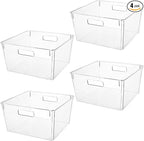 Extra Large Clear Plastic Storage Bins, Perfect for Kitchen Organization or Pantry Organization and Storage, Laundry Room, Fridge, Freezer Organizer Plastic Storage Containers for Organizing