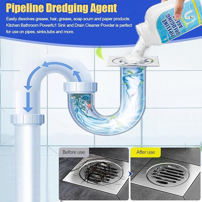 Pipeline Dredging Agent, Drain Clog Remover, Powerful Sink Drain Cleaner for Bathroom and Kitchen Sink Pipe Unclog (1PCS)