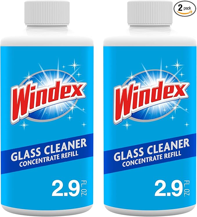 Windex Glass Cleaner Concentrate, Two 2.9 Ounce Concentrated Refill Bottles