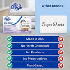 Earth Breeze Fabric Softener Dryer Sheets – Lavender, Hypoallergenic, No Harsh Chemicals, Safe Ingredients – Soft Clothes – Static Cling & Wrinkle Reducer – Gentle Fabric Care – Made in USA (2 Pack)