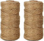 Tenn Well Natural Jute Twine, 656 Feet 1mm Thin Rustic Twine String for Arts & Crafts, Gift Wrapping, Gardening, Wedding, Halloween Decor, Christmas Ornaments (2PCS X 328 Feet)