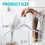 Sishynio Velvet Hangers 50 Pack – Slim Non-Slip Flocked Hangers with 360° Swivel Hook, Space-Saving Closet Organizer for Dresses, Coats, Blouses(Purple)