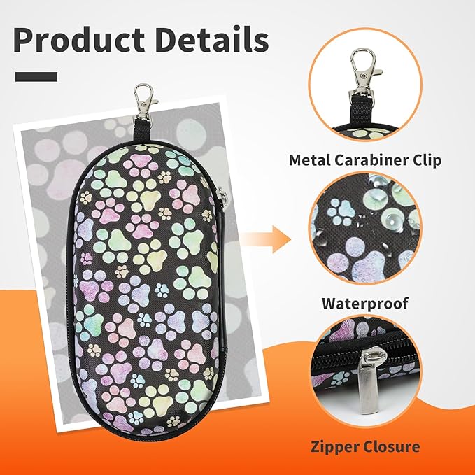 Double Eyeglasses Case, Hard Shell Dual Sunglasses Organizer with Zipper Clip Travel Glasses Storage for Women Men