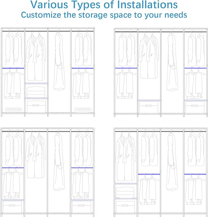VIPEK V40C Covered Clothes Rack Heavy Duty Clothing Rack with Cover, Custom Freestanding Closet Portable Wardrobe Closet for Bedroom, Large Black Coset Rack with Black Upgarded Polyester Cover