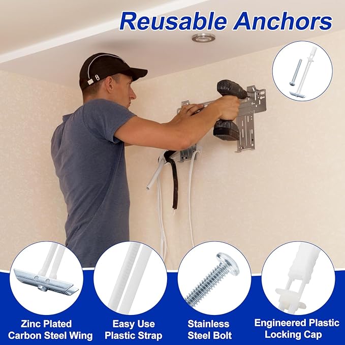 Drywall Anchor with Included Bolts for 1/4-20 Fastener Size, Wall Anchors Drywall Heavy Duty for TV Mounting, Hollow-Wall Anchors Screws Kit Holds Up to 270 Pounds Each in 1/2-in Drywall-22 Pack