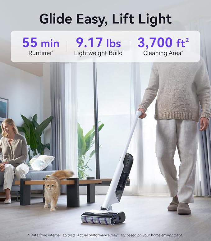 NARWAL S30 Wet Dry Vacuum Cleaner with 20000Pa Suction, 176°F Self-Cleaning, Heated Drying, Disposable Waste Bag, Tangle-Free, Cordless Vacuum Mop for Hard Floors & Edge Cleaning, Easy to Use