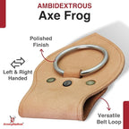Armory Replicas - Genuine Rawhide Leather Universal Axe Frog - Medieval Hand Crafted O-Ring Funcitonal Outdoor Costume LARP Weapon Holder