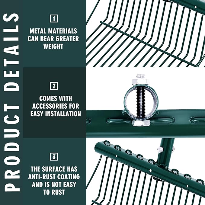 Tandefio 2 Pack Pitchfork Replacement Head Metal Horse Manure Rake Gardening Pitch Fork with Angled Tines for Horse Stall Poop Picking up(Green)