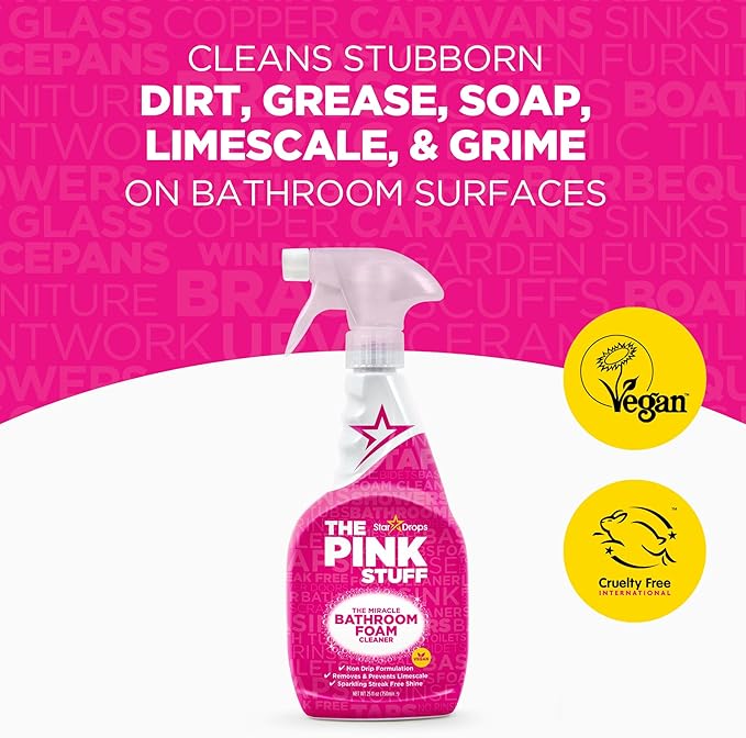 Stardrops - The Pink Stuff - The Miracle Bathroom Foam Cleaner 750ml 3-Pack Bundle (3 Bathroom Foam Spray)