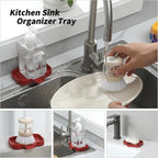 Silicone Bathroom Soap Dishes with Drain Spout-Bathroom and Kitchen Sink Organizer,Sponge Holder,Dish Soap Tray,Perfect for Dispenser,Scrubber,Bottle,Cup on Sink or Counter-Red 4.9"×3.2"