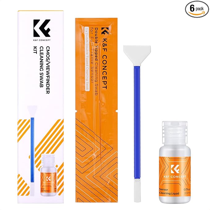 K&F Concept 2-1 24mm Full Frame Sensor Cleaning Swab, Viewfinder Cleaning Swab, with 20ml Sensor Cleaner, DSLR Digital Camera CMOS and CCD Sensor Cleaning Swab Kits for Nikon Sony Canon Camera Clean