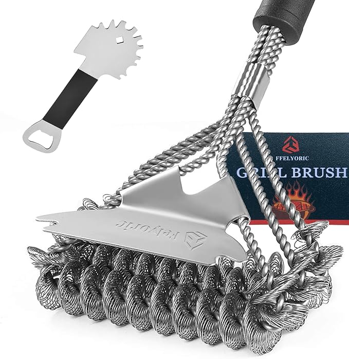 Grill Brush and Scraper Bristle -18" Stainless BBQ Brush for Grill Cleaning Kit,3 in 1 Grill Accessories, Grill Cleaner for Outdoor Grill,&1 Pack Grill Scraper Tool