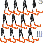Heavy Duty Garage Hooks 12 Pack, 2.8 inch Small U Shaped Hanger, Wall Mounted Storage System, Power and Garden Tool Organizer, for Hanging Ladders, Hose, Bulk Items and More