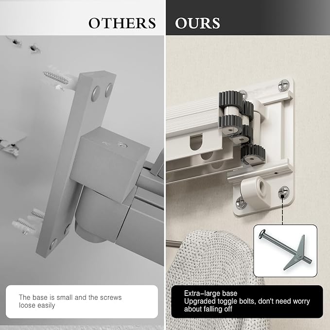 Clothes Drying Rack Wall Mounted Foldable Laundry Drying Rack Collapsible/Retractable Space Saving Laundry Hanger Dryer Rack with Additional Bar-Matte White