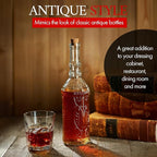 Large Clear Decorative Glass Bottle with Spout and Cork, 32oz, 1 Bottle - Design: VINO (3in X 11.9in)