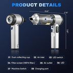 Saker Car Vacuum Portable Cordless 20000Pa Suction Power 4 in 1 Handheld Vacuum&Air Duster with LED Light Type-C Charge Portable Mini Vacuums for Car, Home, Office, Pet HL157 Silver