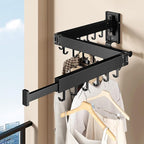 Wall Mounted Collapsible Clothes Drying Rack, Space-Saving Laundry Drying Rack Clothing Hanger, Durable Foldable Design Extends Left, Right & Up for Upgraded Versatility